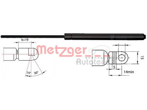 METZGER 2110368 dujinė spyruoklė, bagažinė 
 Priedai -> Bagažinė/pakrovimo skyrius
535 827 550A