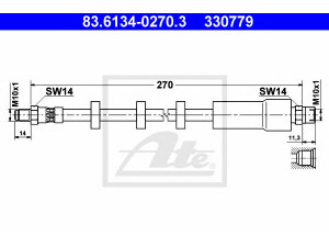 ATE 83.6134-0270.3 stabdžių žarnelė 
 Stabdžių sistema -> Stabdžių žarnelės
3524397, 9173855, 9209896