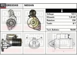 DELCO REMY DRS3049 starteris 
 Elektros įranga -> Starterio sistema -> Starteris
M2T14871, 23300-V0700, 23300-V0702