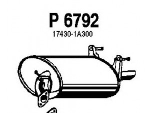 FENNO P6792 galinis duslintuvas 
 Išmetimo sistema -> Duslintuvas
17430-1A300, 17430-64770