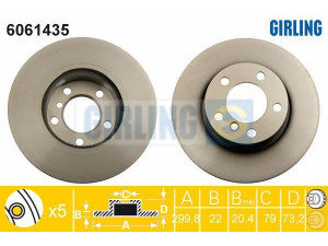 GIRLING 6061435 stabdžių diskas 
 Stabdžių sistema -> Diskinis stabdys -> Stabdžių diskas
34116792217