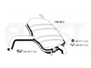 ERNST 155007 galinis duslintuvas 
 Išmetimo sistema -> Duslintuvas
1K6 253 609 F, 1K6 253 609 H