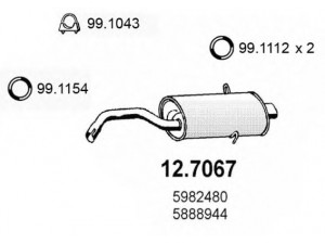 ASSO 12.7067 galinis duslintuvas 
 Išmetimo sistema -> Duslintuvas
50030015, 5888944, 5957376, 5982480