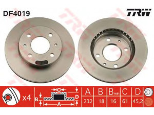 TRW DF4019 stabdžių diskas 
 Stabdžių sistema -> Diskinis stabdys -> Stabdžių diskas
402060M600, 402060M601, 402060M602