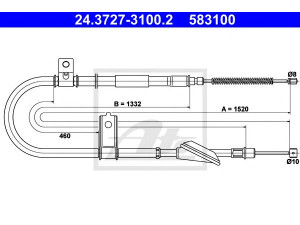 ATE 24.3727-3100.2 trosas, stovėjimo stabdys 
 Stabdžių sistema -> Valdymo svirtys/trosai
59770-02010, 59770-02020