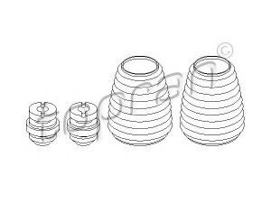 TOPRAN 914 038 apsauginio dangtelio komplektas, amortizatorius 
 Ašies montavimas/vairavimo mechanizmas/ratai -> Montavimas, pakabos statramstis
4A0 498 131S