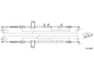 CABOR 11.5463 trosas, stovėjimo stabdys 
 Stabdžių sistema -> Valdymo svirtys/trosai
1544245, 8V512A603AJ