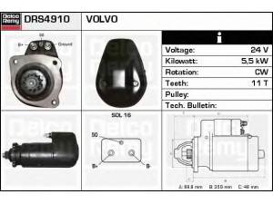 DELCO REMY DRS4910 starteris 
 Elektros įranga -> Starterio sistema -> Starteris
420780, 465930, 5001680, 5003028
