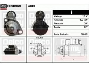 DELCO REMY DRS8060 starteris 
 Elektros įranga -> Starterio sistema -> Starteris
077911023E