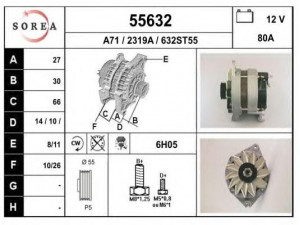 EAI 55632 kintamosios srovės generatorius 
 Elektros įranga -> Kint. sr. generatorius/dalys -> Kintamosios srovės generatorius
A2T13391B, A2T37692