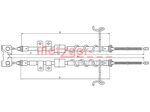 METZGER 10.5335 trosas, stovėjimo stabdys 
 Stabdžių sistema -> Valdymo svirtys/trosai
1357828, 1461840, 2T142A603BG, 4367115