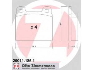 ZIMMERMANN 20011.185.1 stabdžių trinkelių rinkinys, diskinis stabdys 
 Techninės priežiūros dalys -> Papildomas remontas
211 698 151 C, 251 698 151, 251 698 151 A