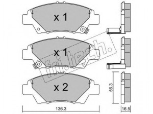 fri.tech. 882.0 stabdžių trinkelių rinkinys, diskinis stabdys 
 Techninės priežiūros dalys -> Papildomas remontas
45022-SZT-G00, 45022-TF0-G01, 45022-TF0-G02