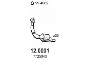 ASSO 12.0001 katalizatoriaus keitiklis 
 Išmetimo sistema -> Katalizatoriaus keitiklis
46413062, 46418835, 46520010, 46534408