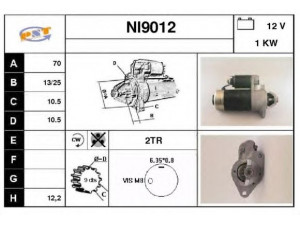 SNRA NI9012 starteris 
 Elektros įranga -> Starterio sistema -> Starteris
23300H3900, 23300H6900, 23300H6901