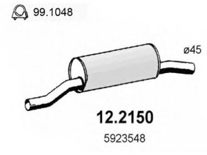 ASSO 12.2150 priekinis duslintuvas 
 Išmetimo sistema -> Duslintuvas
1705GN, 172120, 50030003, 5923545