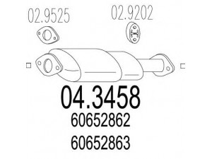MTS 04.3458 katalizatoriaus keitiklis 
 Išmetimo sistema -> Katalizatoriaus keitiklis
60652862, 60652863, 60652864, 60667304