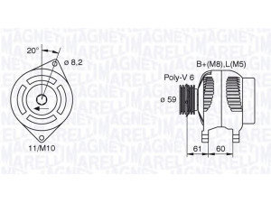 MAGNETI MARELLI 063310508010 kintamosios srovės generatorius 
 Elektros įranga -> Kint. sr. generatorius/dalys -> Kintamosios srovės generatorius
50 037 124 4, 500371244, 5702C0