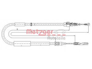 METZGER 10.7514 trosas, stovėjimo stabdys 
 Stabdžių sistema -> Valdymo svirtys/trosai
8Z0 609 721E