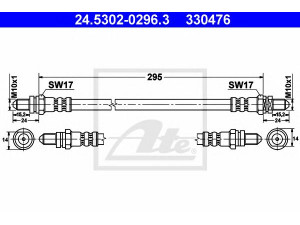 ATE 24.5302-0296.3 stabdžių žarnelė 
 Stabdžių sistema -> Stabdžių žarnelės
1027745, 1613354, 6126854, 6132910