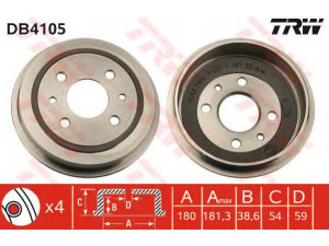 TRW DB4105 stabdžių būgnas 
 Stabdžių sistema -> Būgninis stabdys -> Stabdžių būgnas
7599325, 7599325
