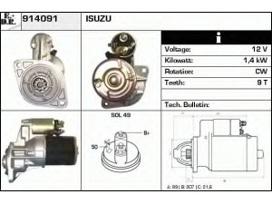 EDR 914091 starteris 
 Elektros įranga -> Starterio sistema -> Starteris
8941155650, 8941155671, 894136-4480