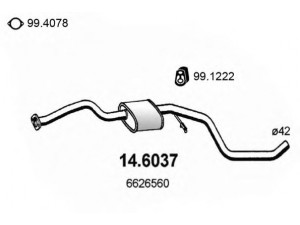 ASSO 14.6037 vidurinis duslintuvas 
 Išmetimo sistema -> Duslintuvas
1009252, 5029005, 6559194, 6626560
