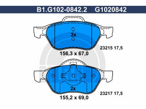 GALFER B1.G102-0842.2 stabdžių trinkelių rinkinys, diskinis stabdys 
 Techninės priežiūros dalys -> Papildomas remontas
41 06 000 12R