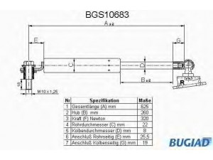 BUGIAD BGS10683 dujinė spyruoklė, bagažinė 
 Priedai -> Bagažinė/pakrovimo skyrius
04741 S03 000