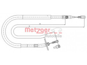 METZGER 10.9880 trosas, stovėjimo stabdys 
 Stabdžių sistema -> Valdymo svirtys/trosai
667 420 4785