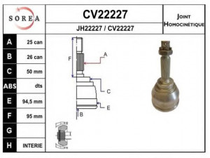 EAI CV22227K jungčių komplektas, kardaninis velenas 
 Ratų pavara -> Sujungimai/komplektas