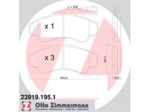 ZIMMERMANN 23919.195.1 stabdžių trinkelių rinkinys, diskinis stabdys 
 Techninės priežiūros dalys -> Papildomas remontas
77362216, 9949362, 9949517, 425244