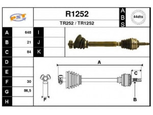 SNRA R1252 kardaninis velenas 
 Ratų pavara -> Kardaninis velenas
7700869052, 7700869053, 7700873310