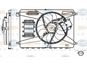 HELLA 8EW 351 000-371 ventiliatorius, radiatoriaus 
 Aušinimo sistema -> Oro aušinimas
6G91 8C607 GH