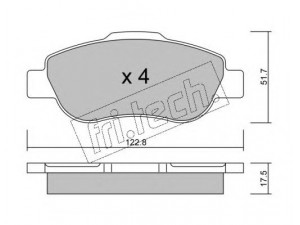 fri.tech. 654.0 stabdžių trinkelių rinkinys, diskinis stabdys 
 Techninės priežiūros dalys -> Papildomas remontas
77362689, 77362691