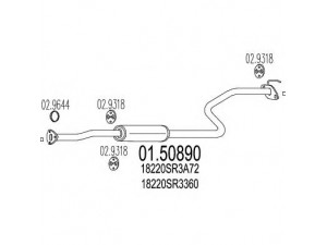 MTS 01.50890 vidurinis duslintuvas 
 Išmetimo sistema -> Duslintuvas
18220SR3360, 18220SR3A72