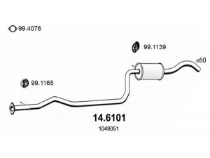 ASSO 14.6101 vidurinis duslintuvas 
 Išmetimo sistema -> Duslintuvas
1049051, 1139689, 1205940, 1459300