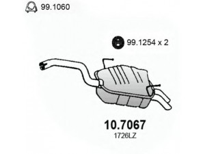 ASSO 10.7067 galinis duslintuvas 
 Išmetimo sistema -> Duslintuvas
1726LY, 1726LZ, 1730P0, 9456202180