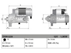 DENSO DSN1239 starteris 
 Elektros įranga -> Starterio sistema -> Starteris
28100-37090, 28100-37110