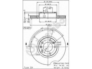 BREMBO 09.5264.10 stabdžių diskas 
 Stabdžių sistema -> Diskinis stabdys -> Stabdžių diskas
95637322, 95661812, 96054779, 4246E7