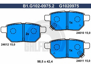 GALFER B1.G102-0975.2 stabdžių trinkelių rinkinys, diskinis stabdys 
 Techninės priežiūros dalys -> Papildomas remontas
0446612130, 04466-12130, 04466-12140