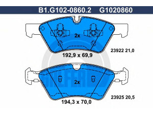 GALFER B1.G102-0860.2 stabdžių trinkelių rinkinys, diskinis stabdys 
 Techninės priežiūros dalys -> Papildomas remontas
004 420 40 20, 164 420 08 20, 164 420 18 20