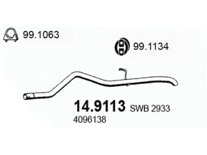ASSO 14.9113 išleidimo kolektorius 
 Išmetimo sistema -> Išmetimo vamzdžiai
1518363, 4096138