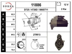 EAI 11886 starteris 
 Elektros įranga -> Starterio sistema -> Starteris
069911023H