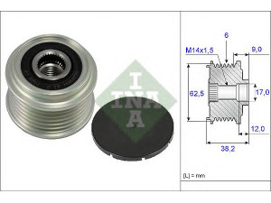 INA 535 0219 10 laisvos eigos sankaba, kint. sr. generatorius 
 Diržinė pavara -> Laisvos eigos sankaba, kint. sr. generatorius
27415-33050, 37321-25301, 37321-25-301