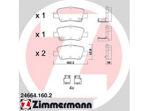 ZIMMERMANN 24664.160.2 stabdžių trinkelių rinkinys, diskinis stabdys 
 Techninės priežiūros dalys -> Papildomas remontas
04466-02170, 04466-02180, 04466-02190
