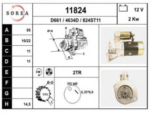 EAI 11824 starteris 
 Elektros įranga -> Starterio sistema -> Starteris
233007F400, S13106, S13106A, S13106B