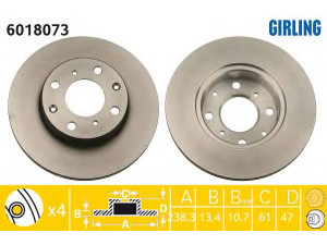 GIRLING 6018073 stabdžių diskas 
 Stabdžių sistema -> Diskinis stabdys -> Stabdžių diskas
GBD90851, EJP7368, GBD90819, GBD90829