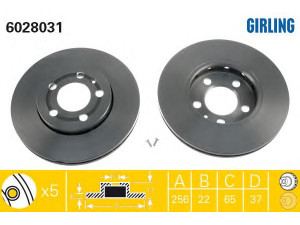 GIRLING 6028031 stabdžių diskas 
 Dviratė transporto priemonės -> Stabdžių sistema -> Stabdžių diskai / priedai
1J0615301D, 1J0615301L, 6R0615301