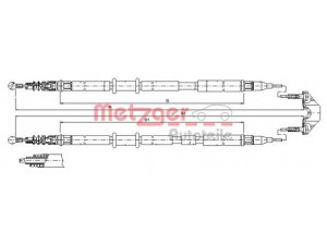 METZGER 11.5953 trosas, stovėjimo stabdys 
 Stabdžių sistema -> Valdymo svirtys/trosai
13157063, 13220100, 13237272, 522027